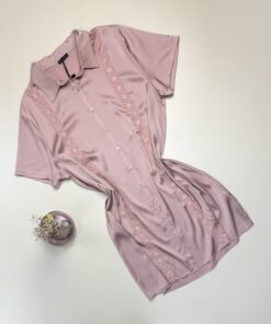 Chemise de nuit en satin - Tress - " Rose "