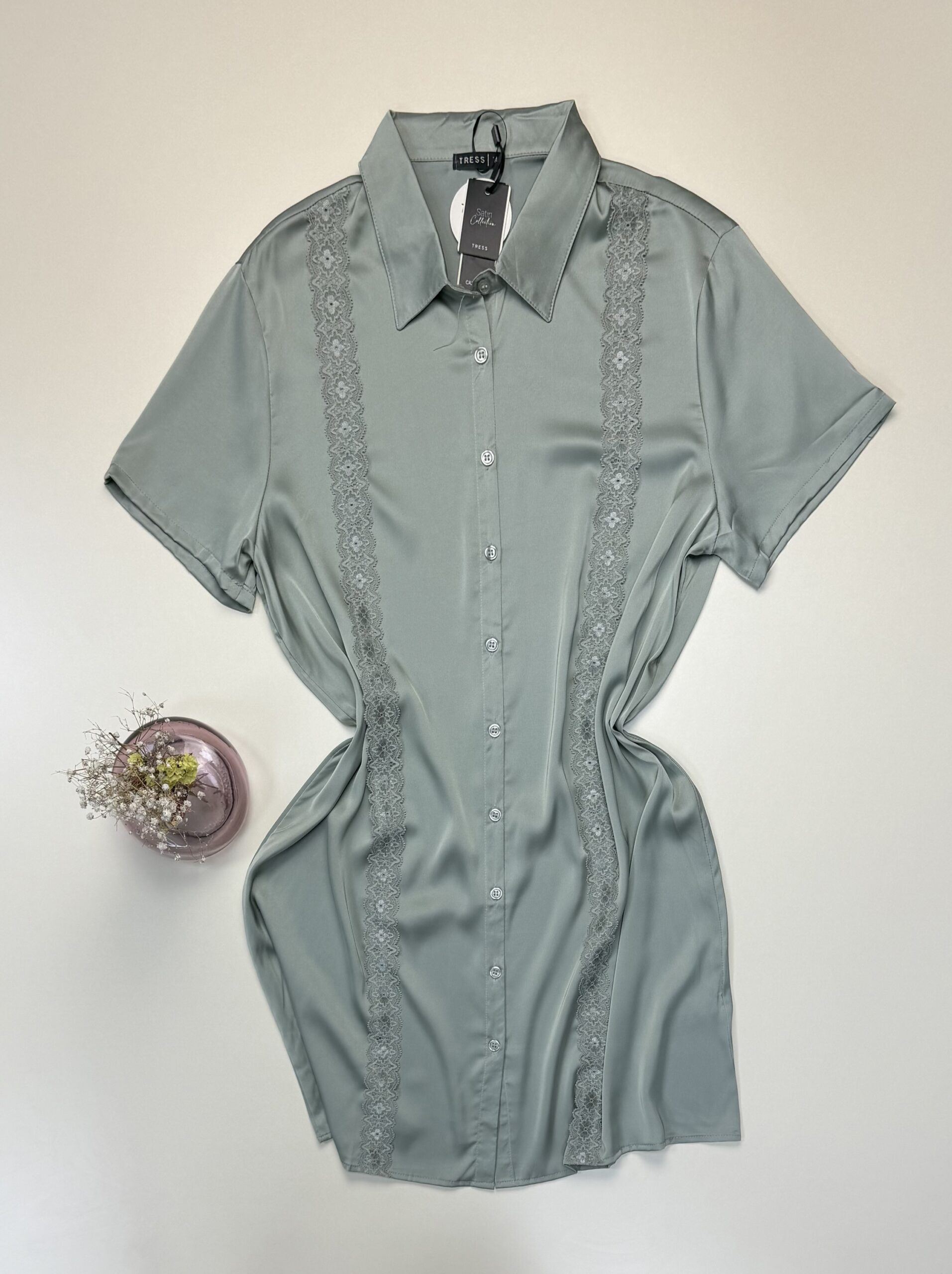 Chemise de nuit en satin - Tress - " Vert " – Image 2