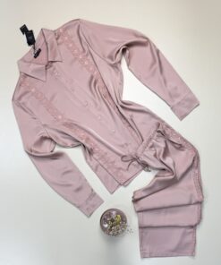 Pyjama boutonné en satin - Tress -" Rose "