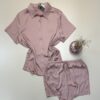 Pyjama short boutonné en satin - Tress - " Rose "