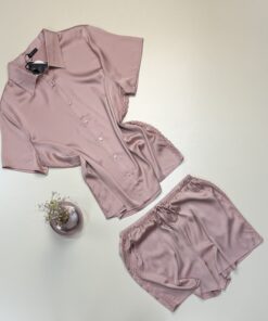 Alternative view of Pyjama short boutonné en satin - Tress - " Rose "