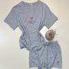 Short - haut demi manche  en coton - Tress -" Gris "