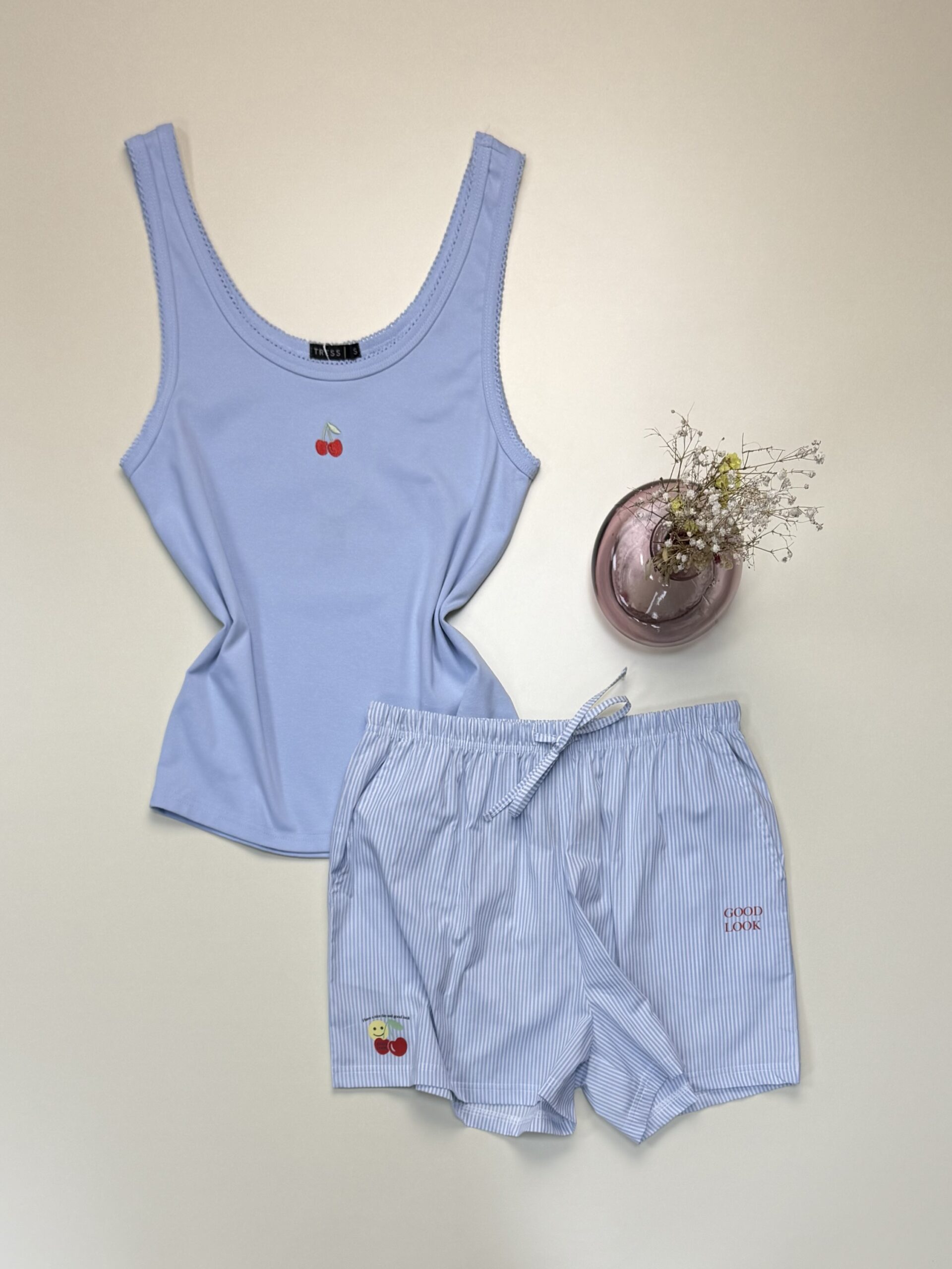 Short bustier en coton - Tress - " Bleu "