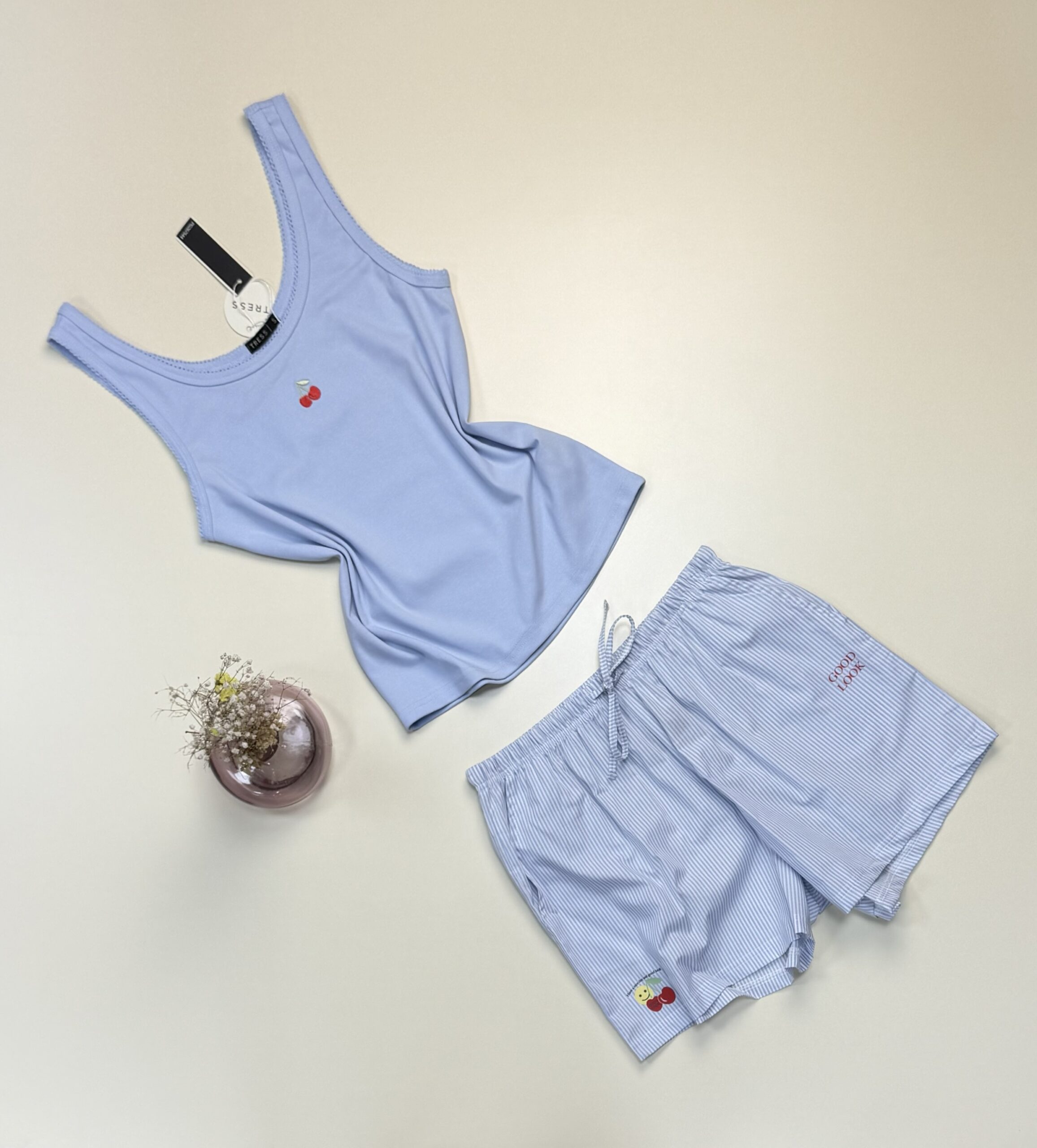 Short bustier en coton - Tress - " Bleu " – Image 2