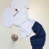 Pyjama pantalon haut demi manche en coton - Tress - " Bleu "