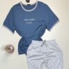 Pyjama short pour homme en coton - Tress - " Bleu "