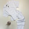 Pyjama pantalon haut demi manche boutonné 100 % coton" Blanc "