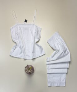 Pantalon bustier 100% coton - Tress - " Blanc "