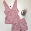 Pyjama short haut demi manche 100 % coton - Tress - " Rose "