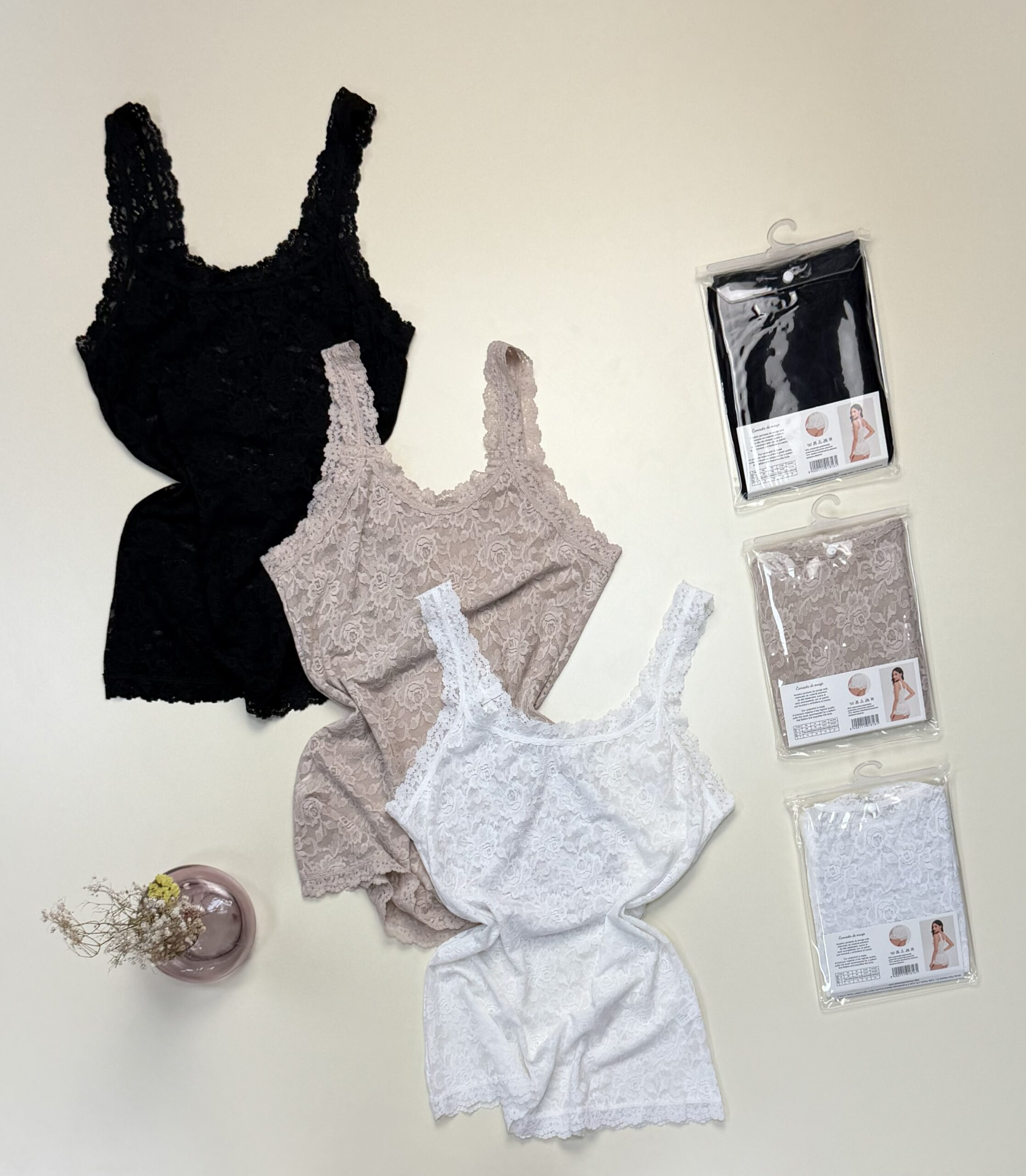 Pack de 3 bustier – H –  » Blanc, beige, noir « 