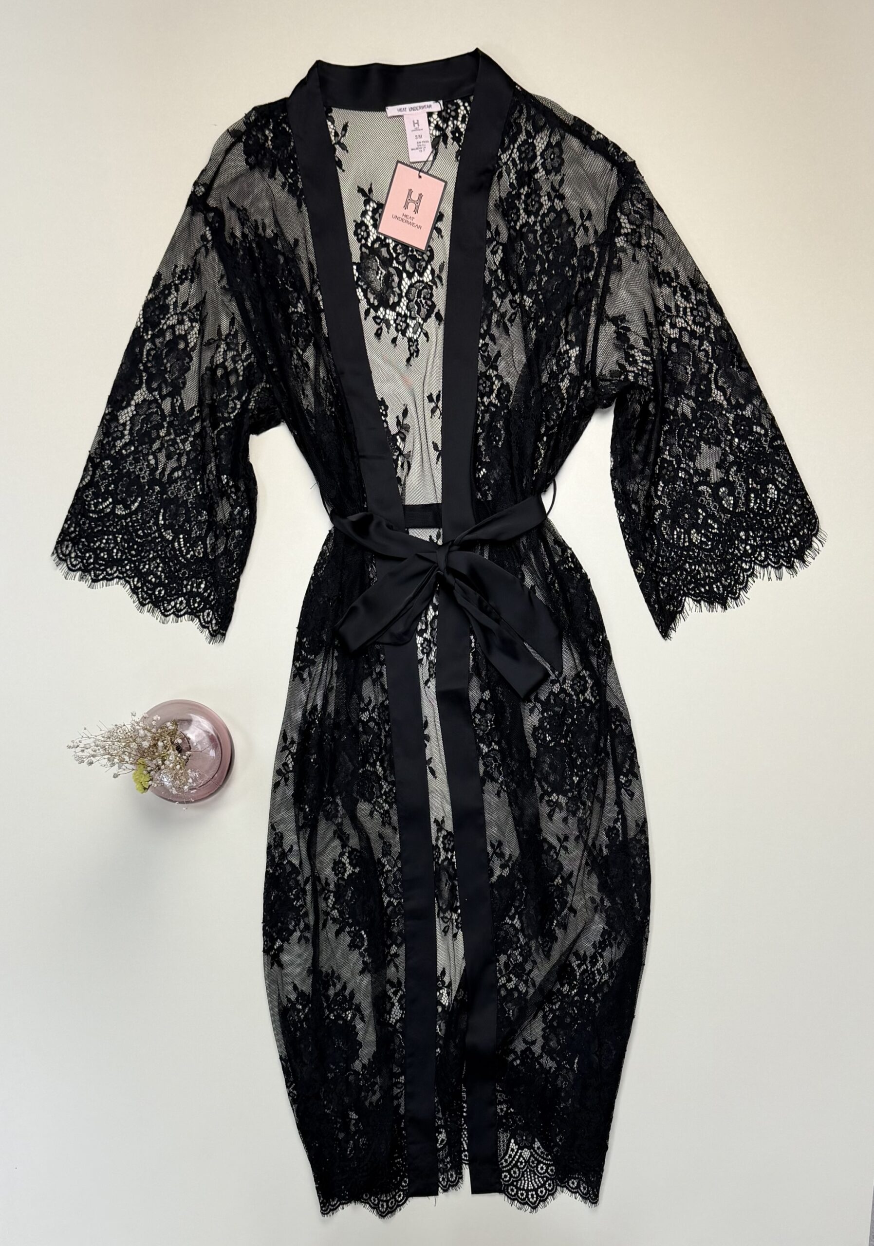 Peignoir long en dentelle - H - " Noir " – Image 2