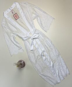 Peignoir long en dentelle - H - " Blanc "