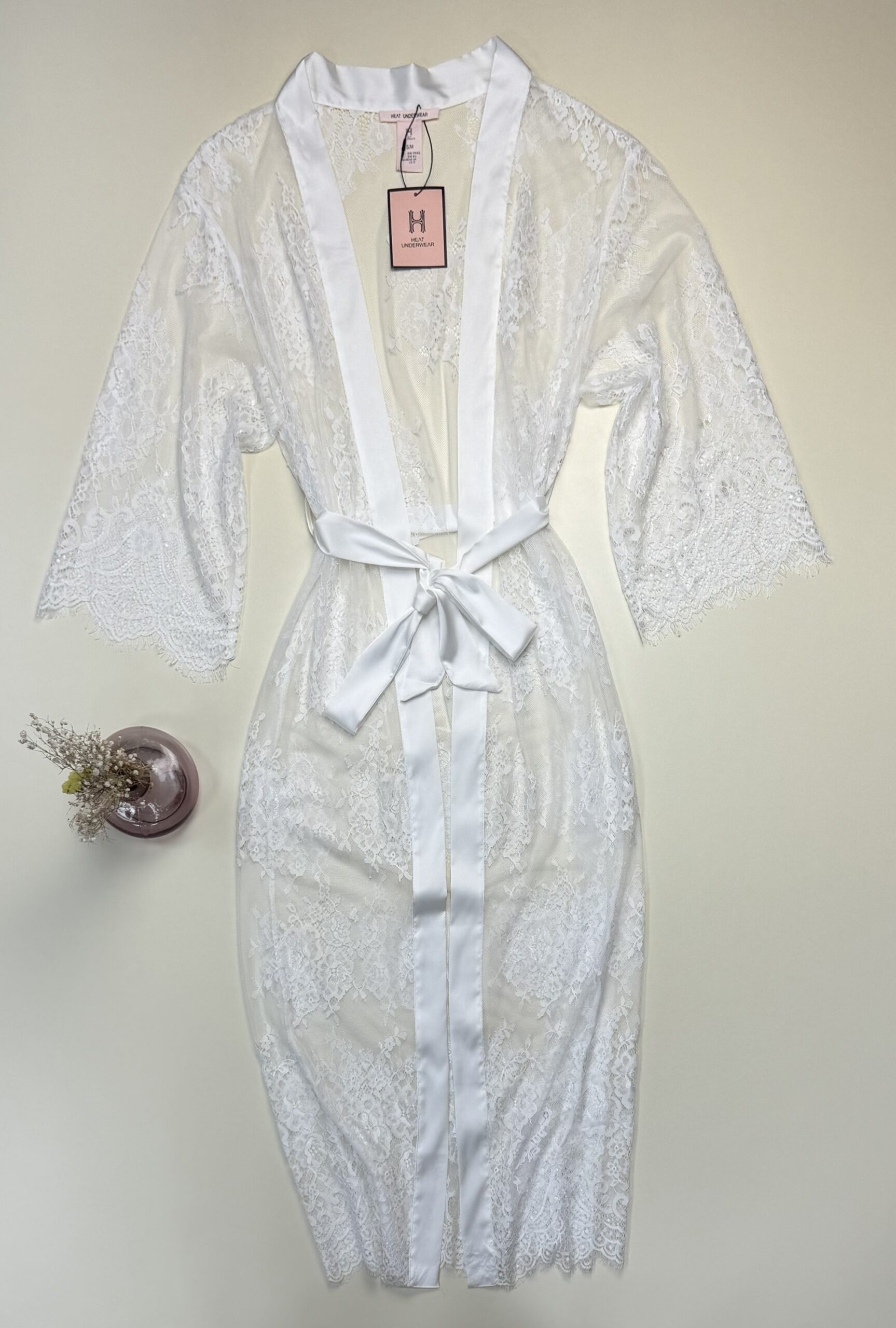 Peignoir long en dentelle - H - " Blanc " – Image 3