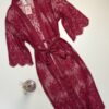 Peignoir long en dentelle - H - " Bordeaux "