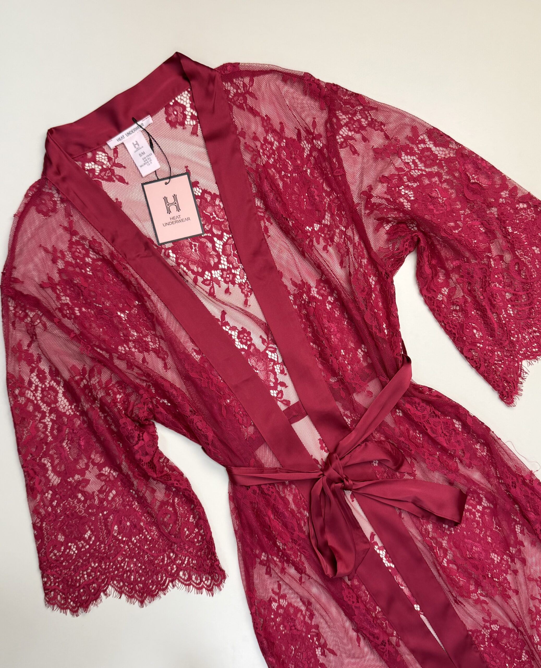 Peignoir long en dentelle - H - " Bordeaux " – Image 3