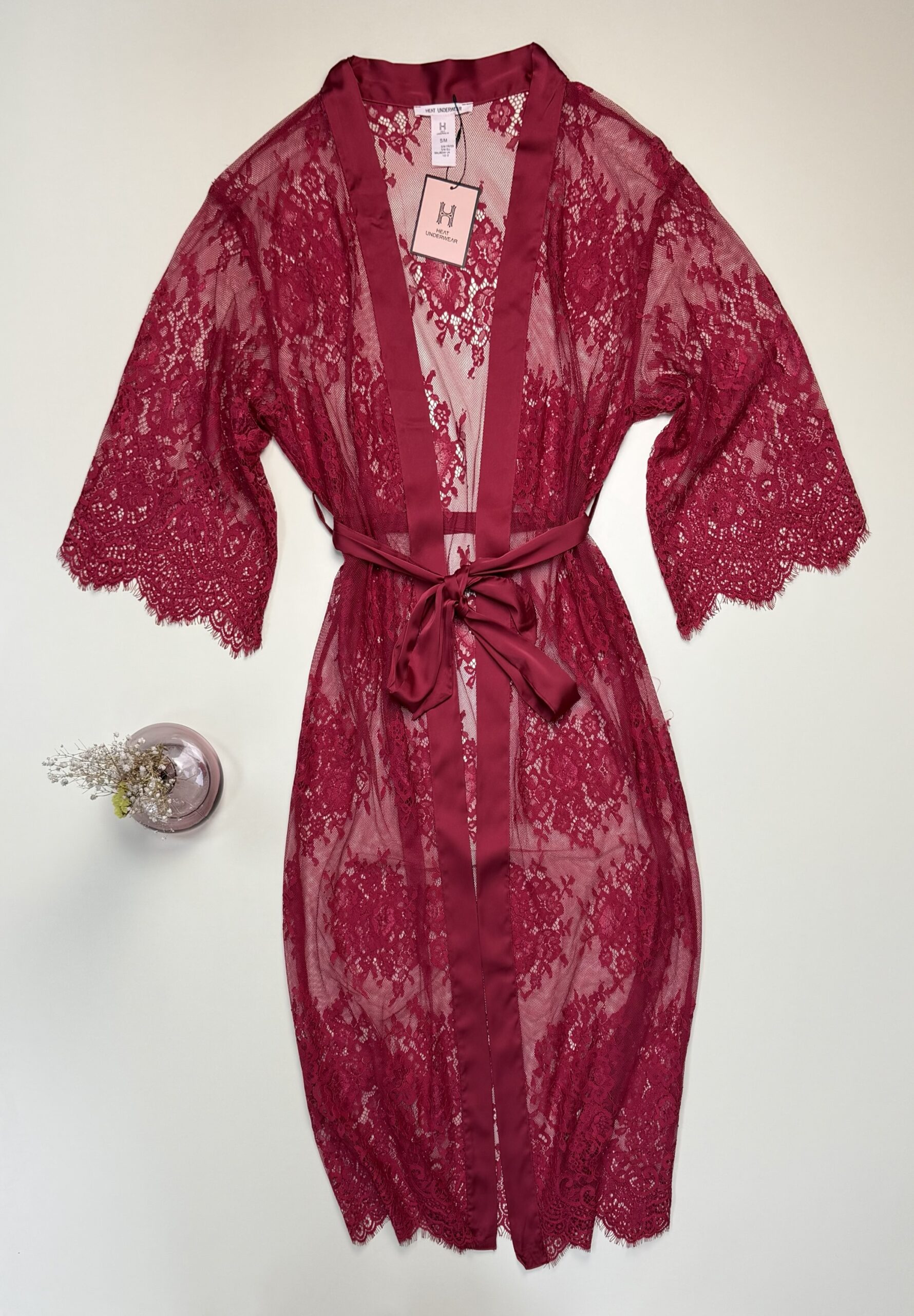 Peignoir long en dentelle - H - " Bordeaux " – Image 2