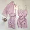 Ensemble nuisette peignoir en satin "Rose" -H-