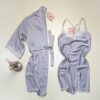 Ensemble nuisette peignoir en satin "Mauve" -H-