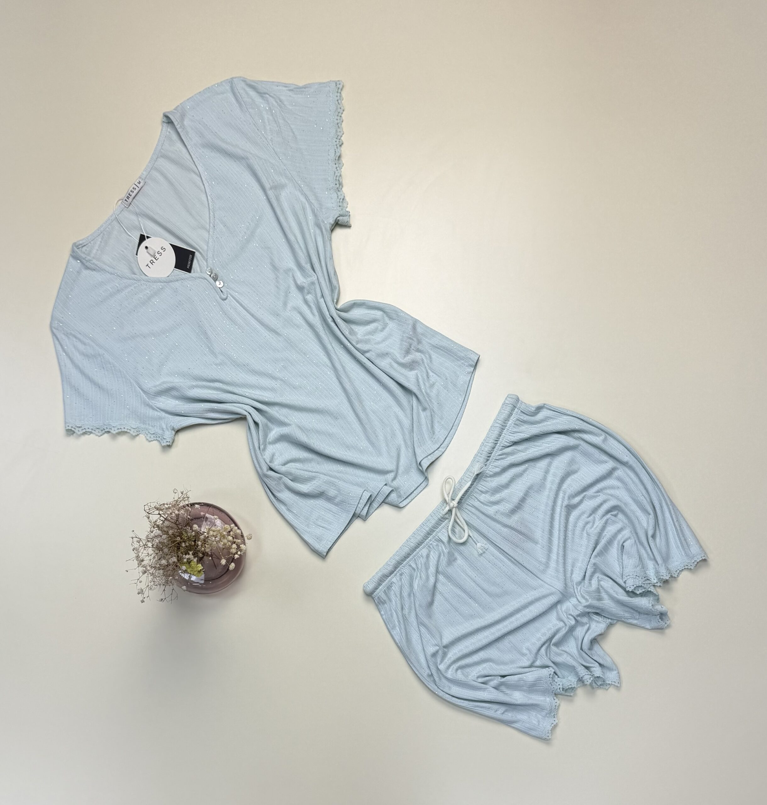 Pyjama short haut demi manche Tress " Vert " – Image 2