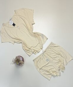 Alternative view of Pyjama short haut demi manche Tress " Jaune "