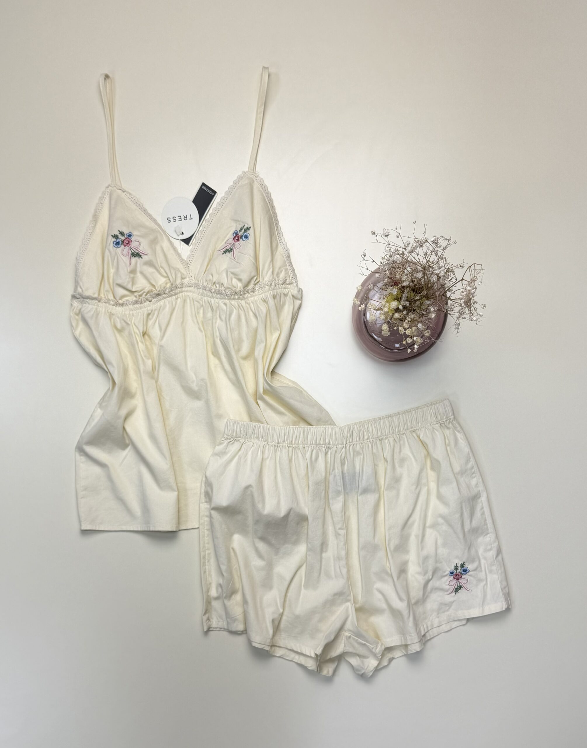 Pyjama short bustier 100% coton Tress " Jaune "