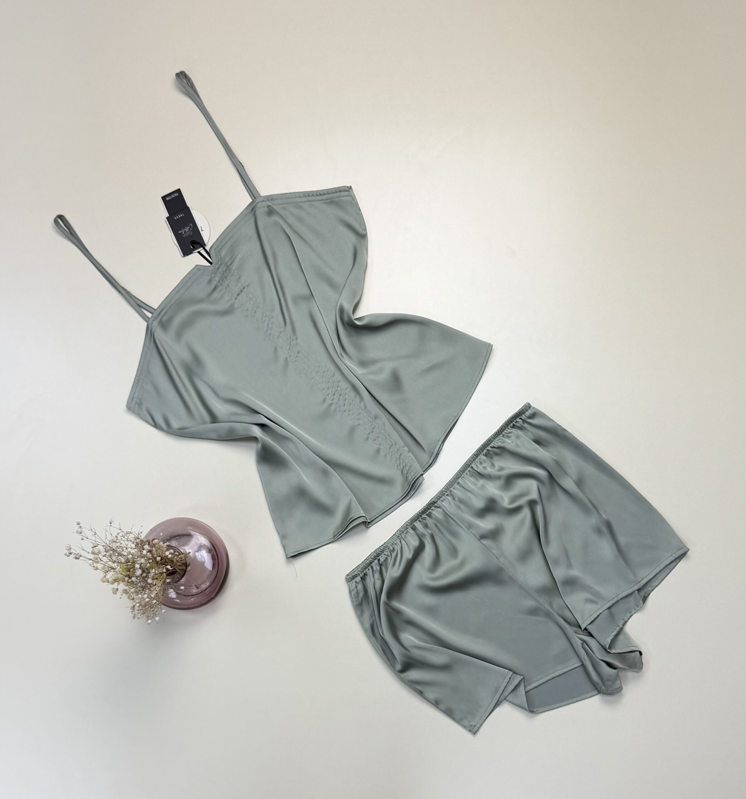 Short bustier en satin - Tress - " Vert" – Image 2