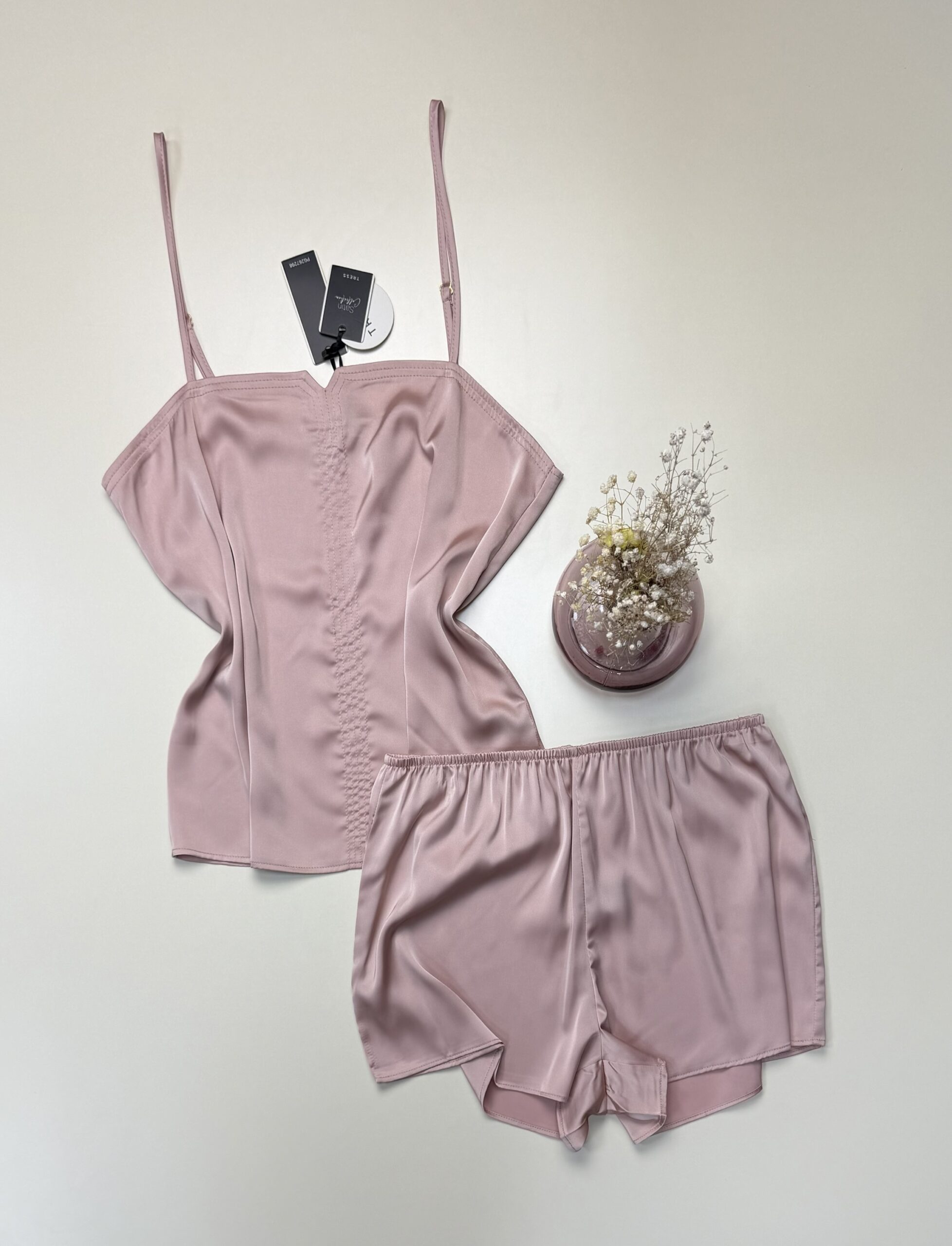 Short bustier en satin - Tress - " Rose "