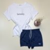 Pyjama short haut demi manche - Tress - coton " Blanc "