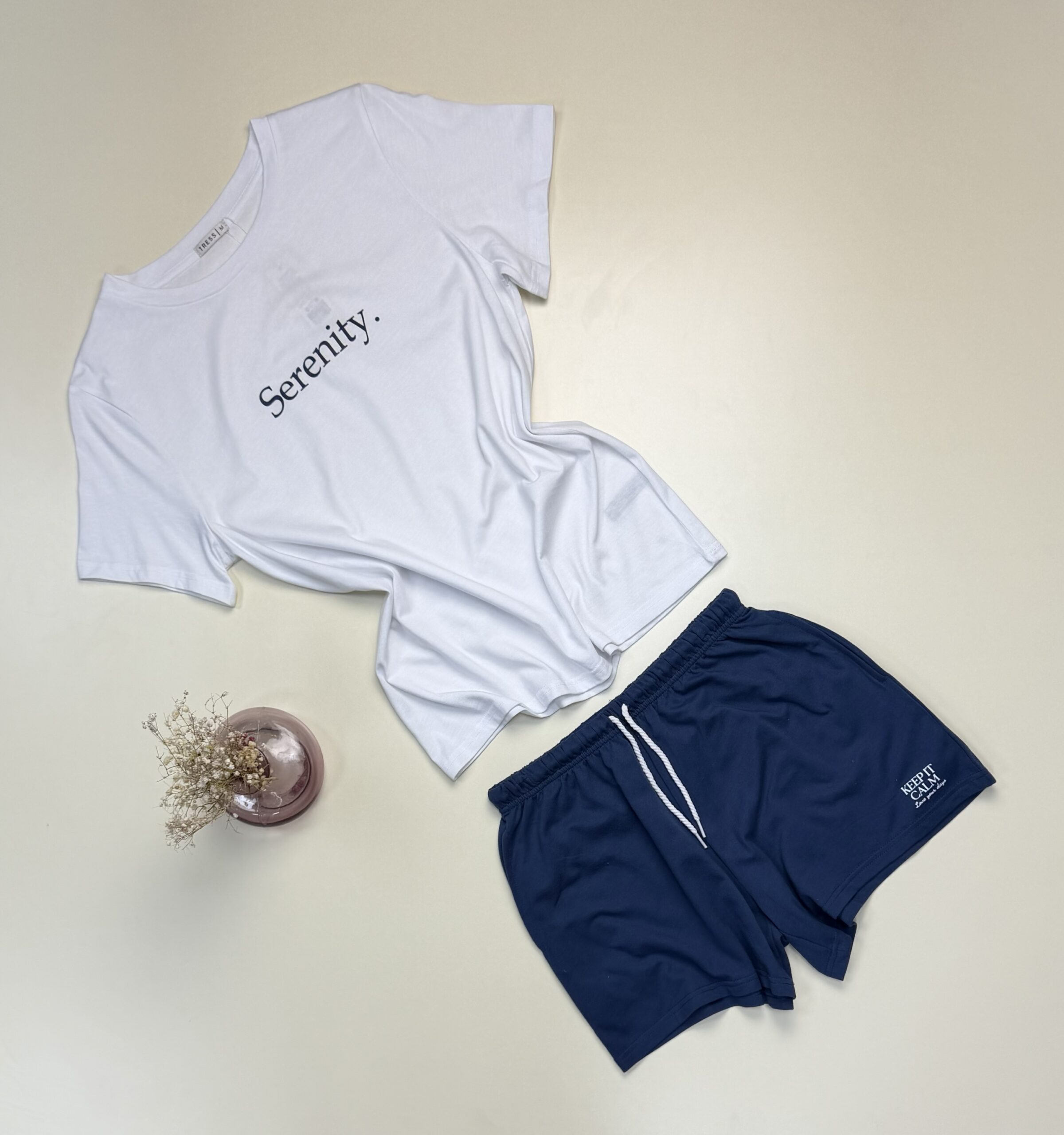 Pyjama short haut demi manche - Tress - coton " Blanc " – Image 2