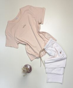 Pyjama pantalon haut demi manche  - Tress - coton " Beige"
