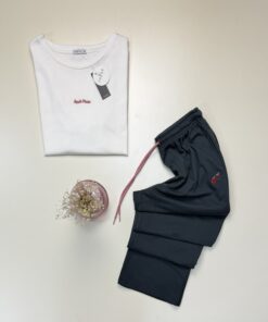 Alternative view of Pyjama pantalon haut demi manche  - Tress - Coton " Blanc"