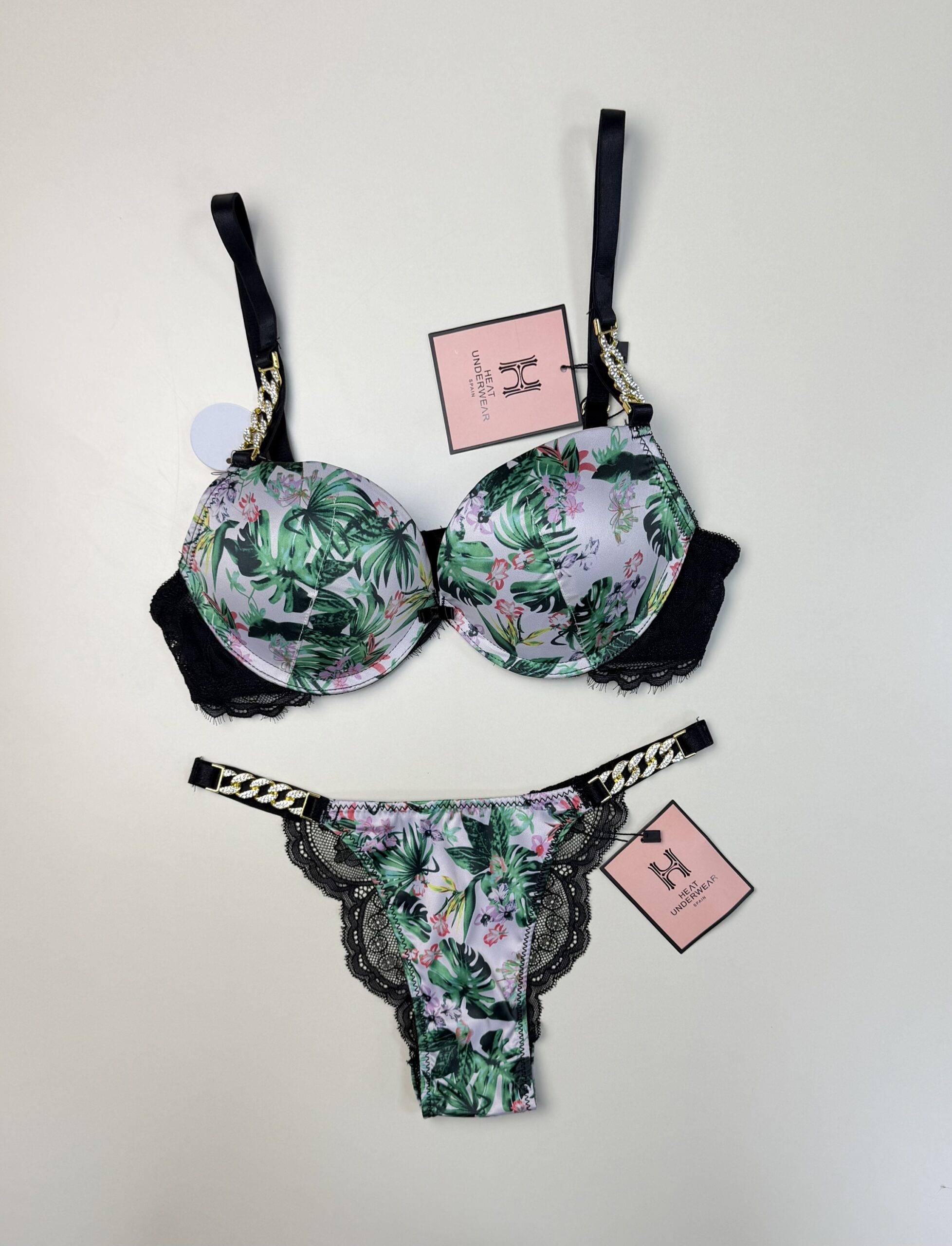 Ensemble 2 pcs - H - double éponge " Vert à fleurs " – Image 2