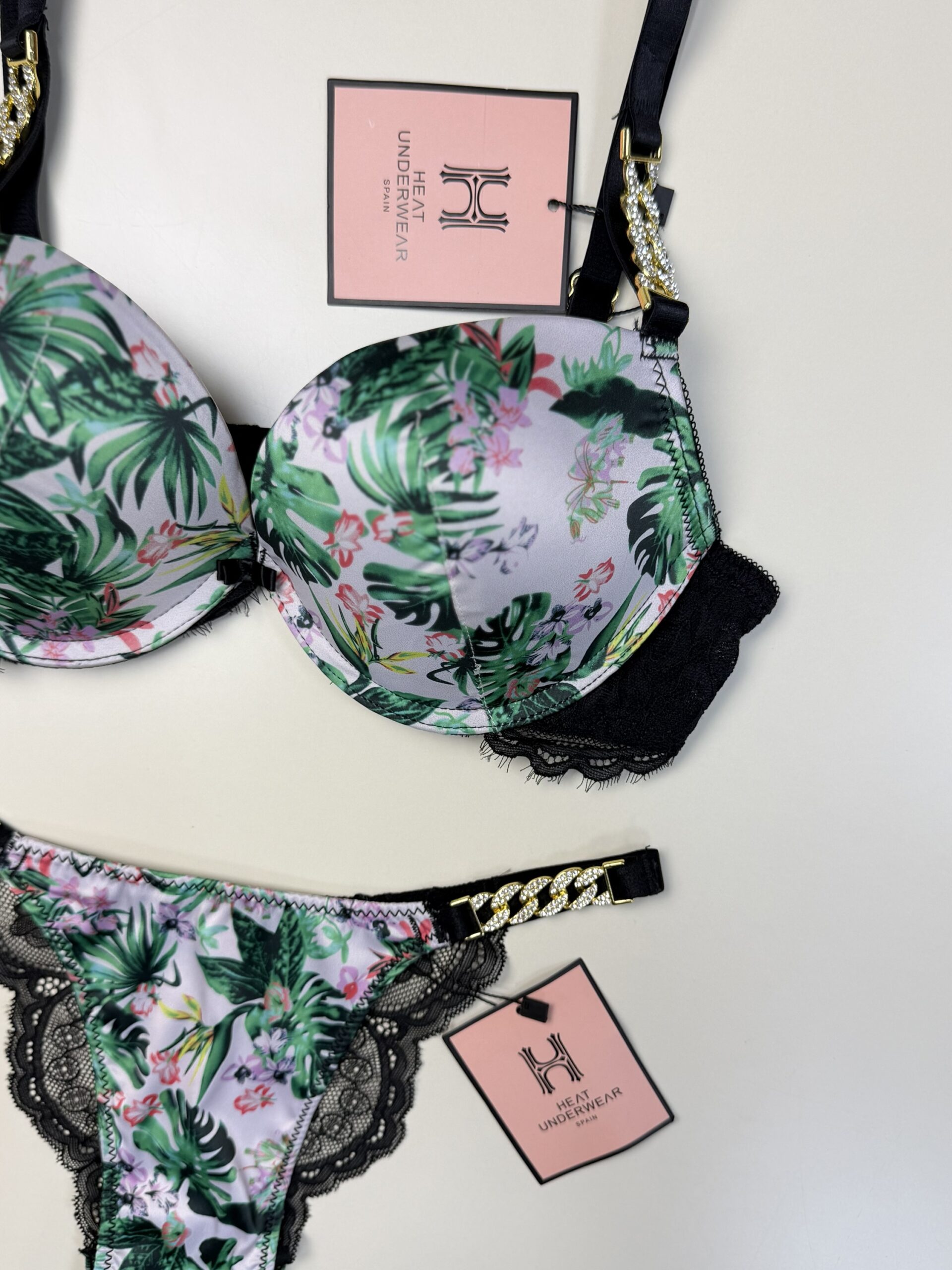 Ensemble 2 pcs - H - double éponge " Vert à fleurs " – Image 4