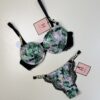 Ensemble 2 pcs - H - double éponge " Vert à fleurs "
