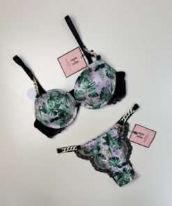 Ensemble 2 pcs - H - double éponge " Vert à fleurs "