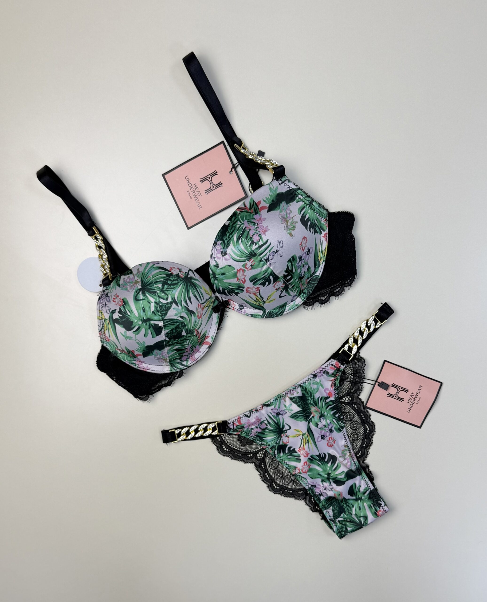 Ensemble 2 pcs - H - double éponge " Vert à fleurs "