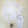 Pyjama boutonné en satin dentelle "Blanc"