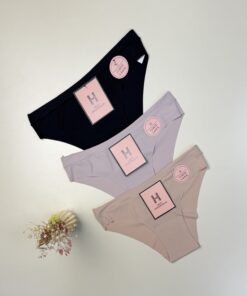 Pack de 3 culottes invisibles "Noir, beige clair, mauve" -H-