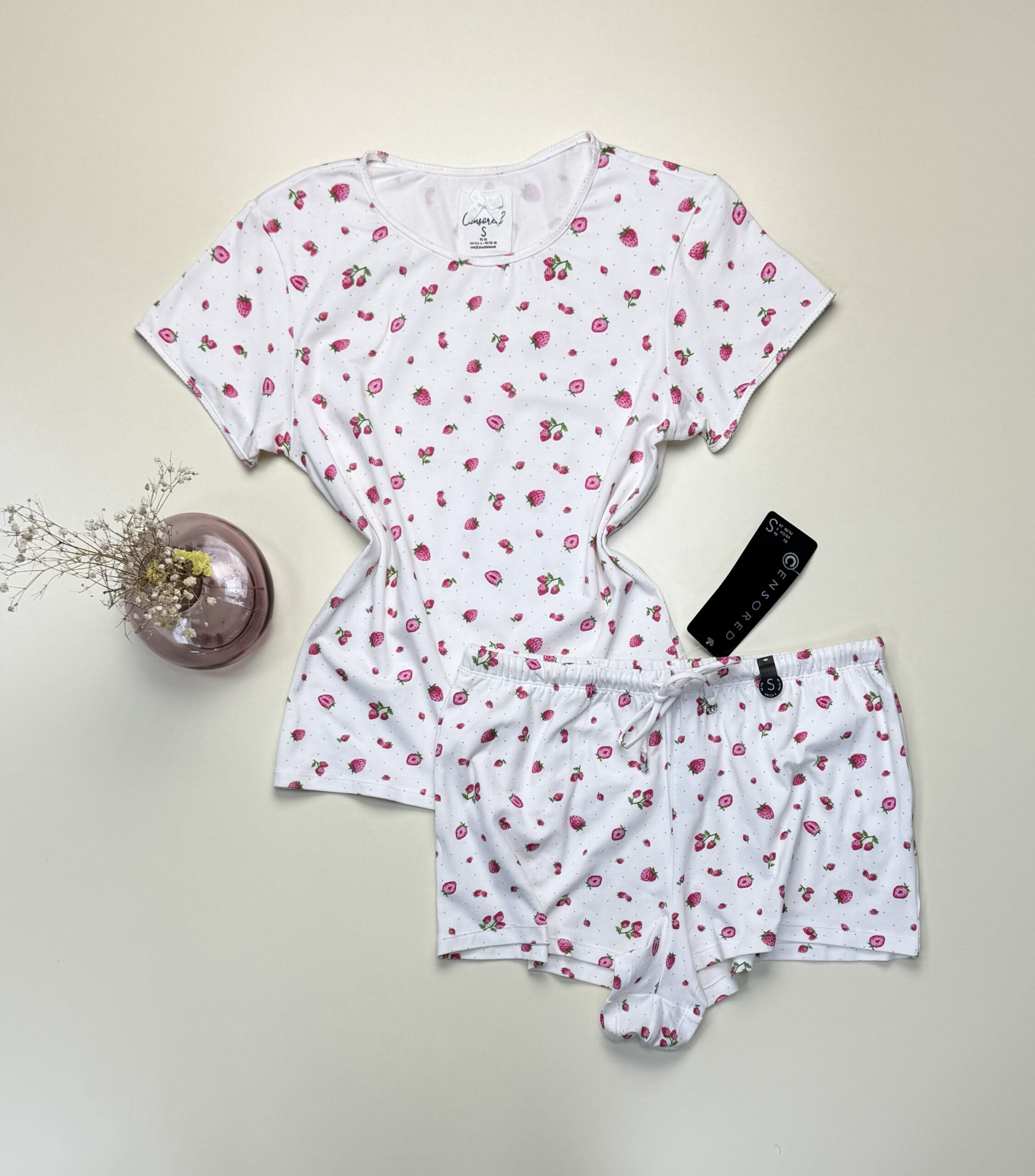 Pyjama short haut demi manche à motif « Fraise » -Newyorker-