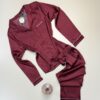 Pyjama boutonné en satin manche longue " bordeaux" -TRESS-