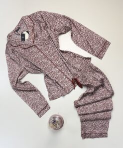 Pyjama boutonné en satin manche longue " Leopard rose " -TRESS-