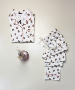 Alternative view of Pyjama boutonné manche longue " Blanc " -TRESS-