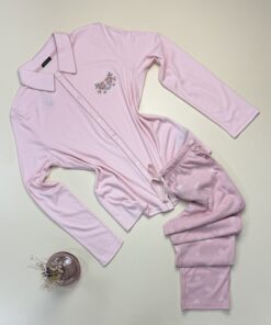Pyjama boutonné en coton manche longue " Rose " -TRESS-