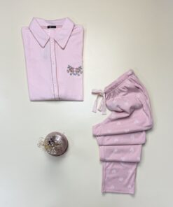 Alternative view of Pyjama boutonné en coton manche longue " Rose " -TRESS-