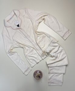 Pyjama boutonné en coton manche longue " Saumon" -TRESS-