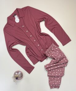 Pyjama boutonné en coton manche longue " Bois de rose " -TRESS-