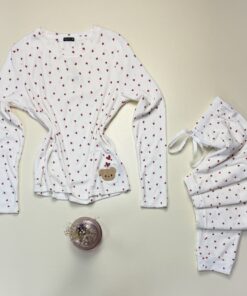 Alternative view of Pyjama manche longue " Blanc à motif cœur " -TRESS-