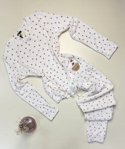 Pyjama manche longue " Blanc à motif cœur " -TRESS-