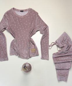 Alternative view of Pyjama manche longue " Bois de rose à motif cœur " -TRESS-