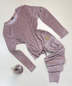 Pyjama manche longue " Bois de rose à motif cœur " -TRESS-